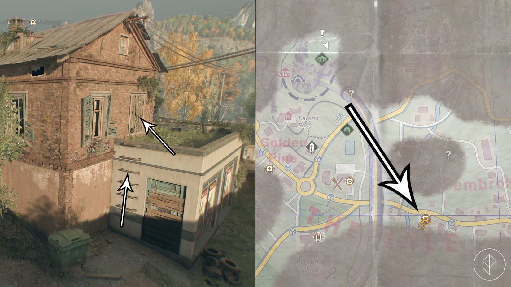 A antiga fazenda de Iris e Henry, encontrada durante a última busca de desejos em Light Dying Light: The Beast.