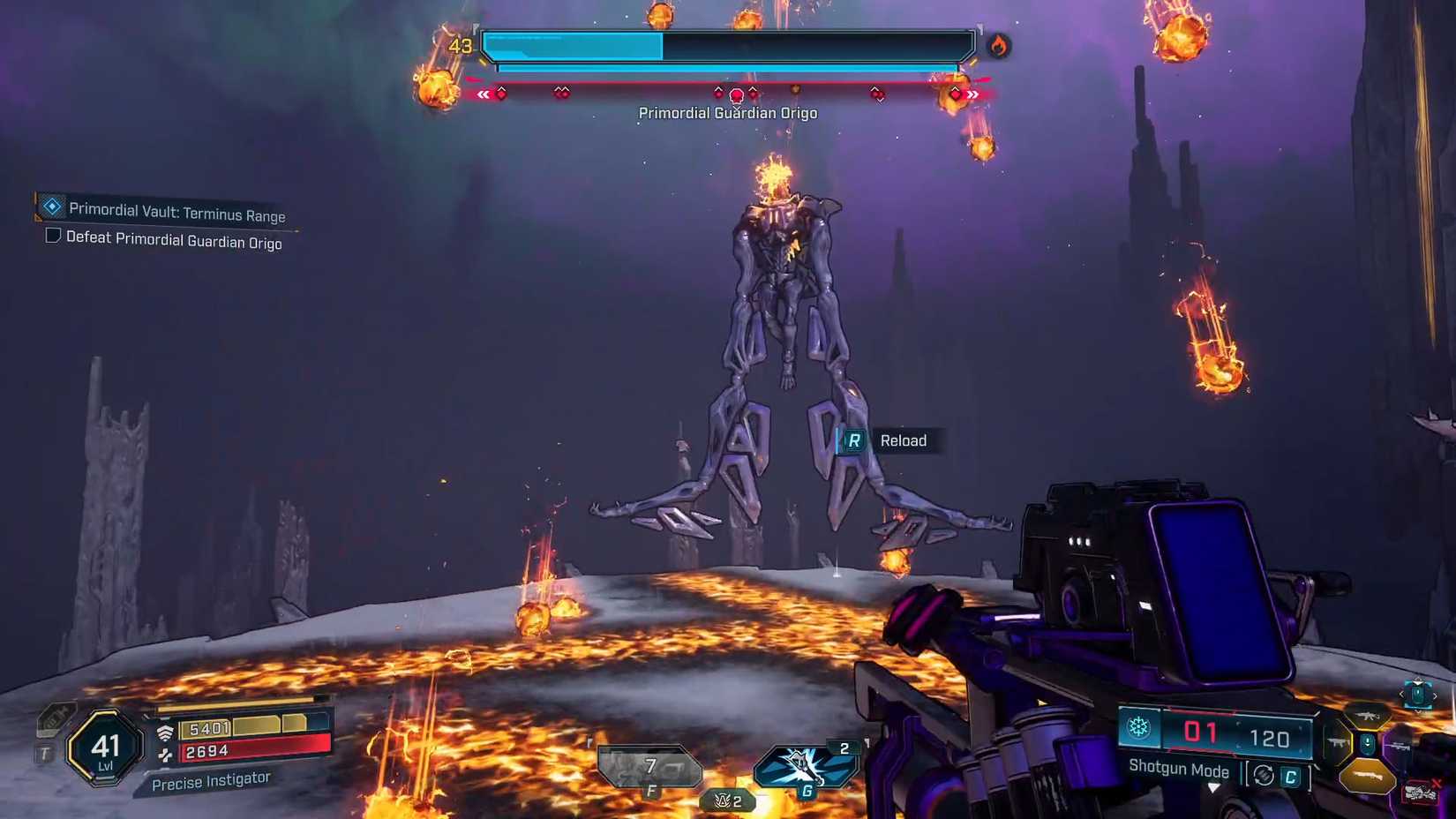 A Borderlands 4 ScreenShot mostrando origem disparando bolas de fogo no ar