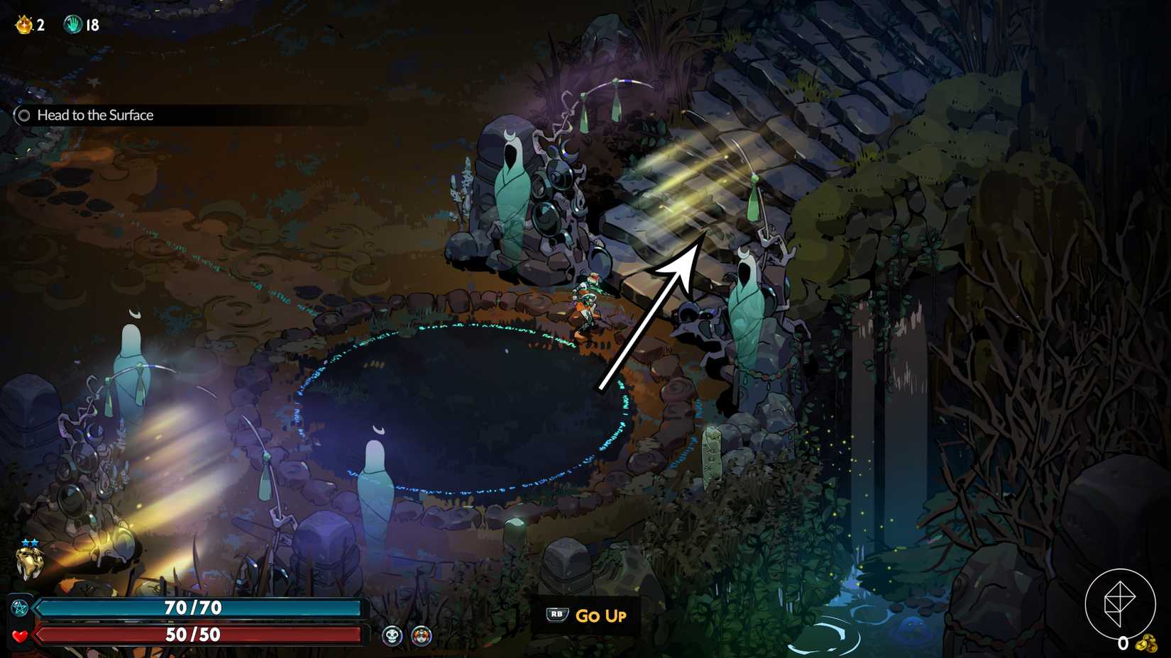 A entrada para a superfície em Hades 2.