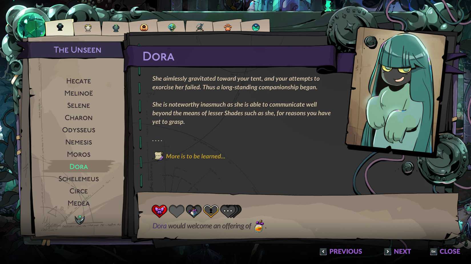 A entrada de Dora no Livro das Sombras em Hades 2.