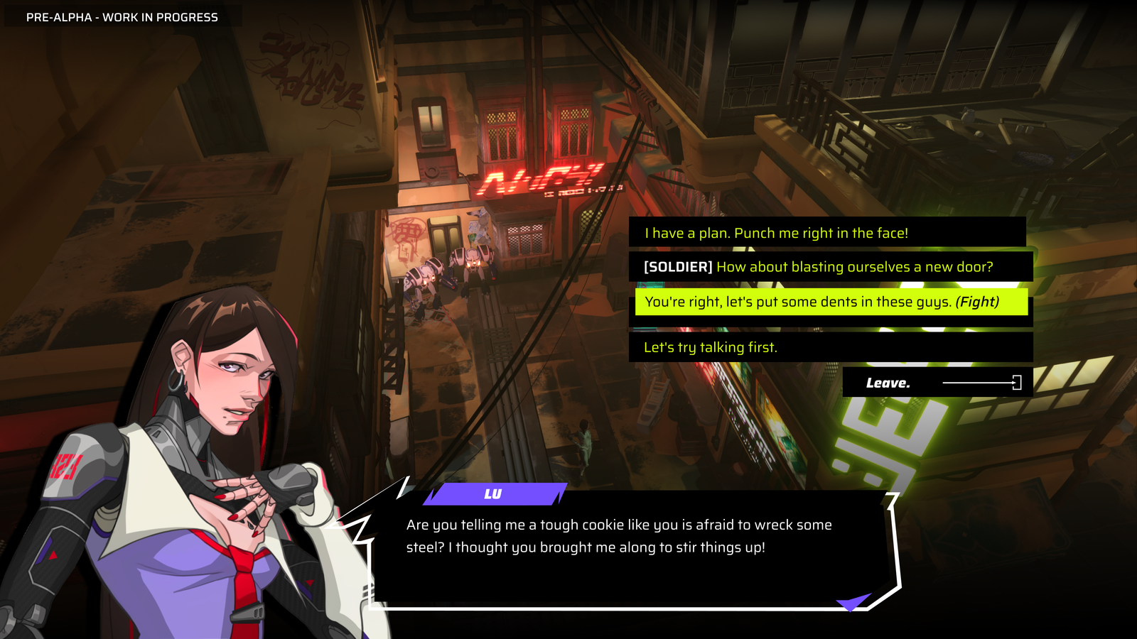 Uma captura de tela de pré -visualização da Light Afterlight Starfinder mostrando a opção de diálogo para o personagem Lu