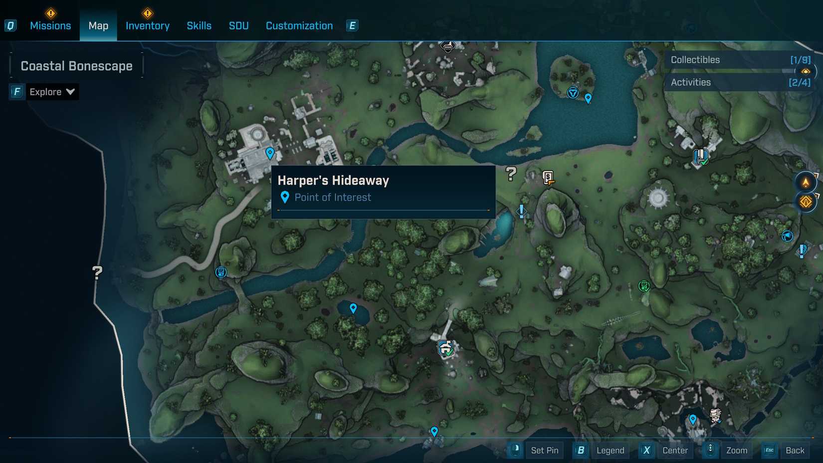 Uma imagem do mapa mostrando onde iniciar a carne é assassinato em Borderlands 4