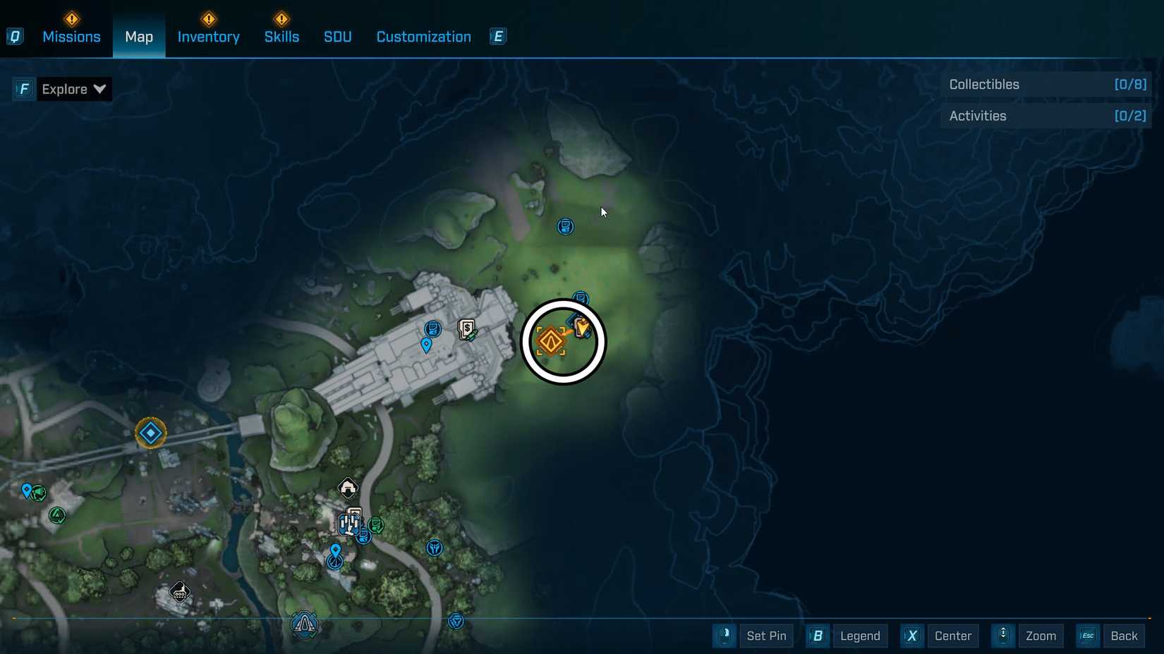 Uma captura de tela Borderlands 4 mostrando no mapa onde os jogadores encontram o chefe da Bio-Bulkhead