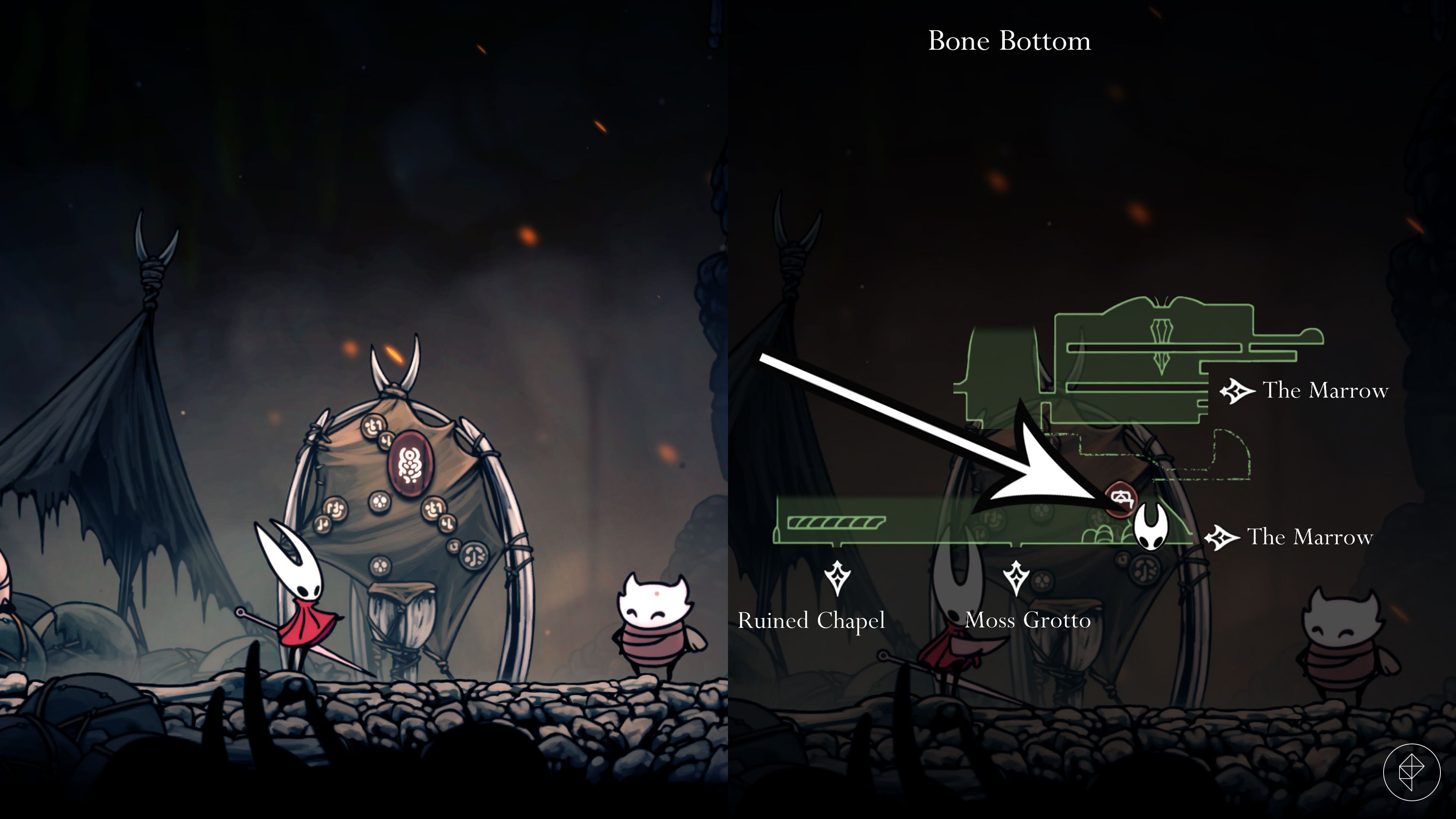 O ponto de partida para o traje da busca de peregrinos em Hollow Knight: Silksong.