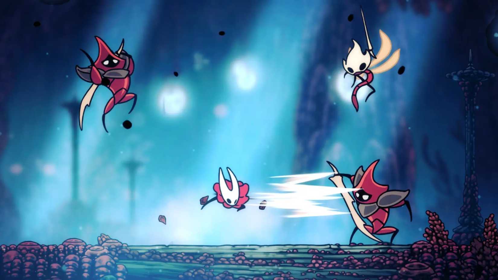 Hornet esquiva os inimigos em Hollow Knight Silksong