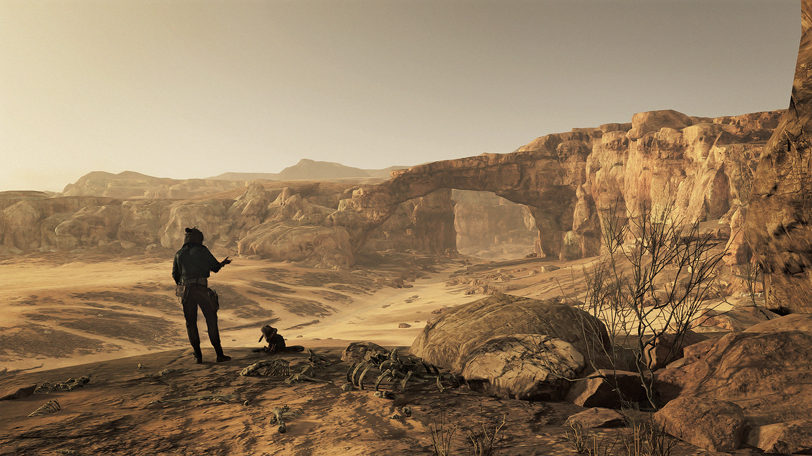 Kay e Nix estão em uma borda em Tatooine em Star Wars Outlaws no Switch 2