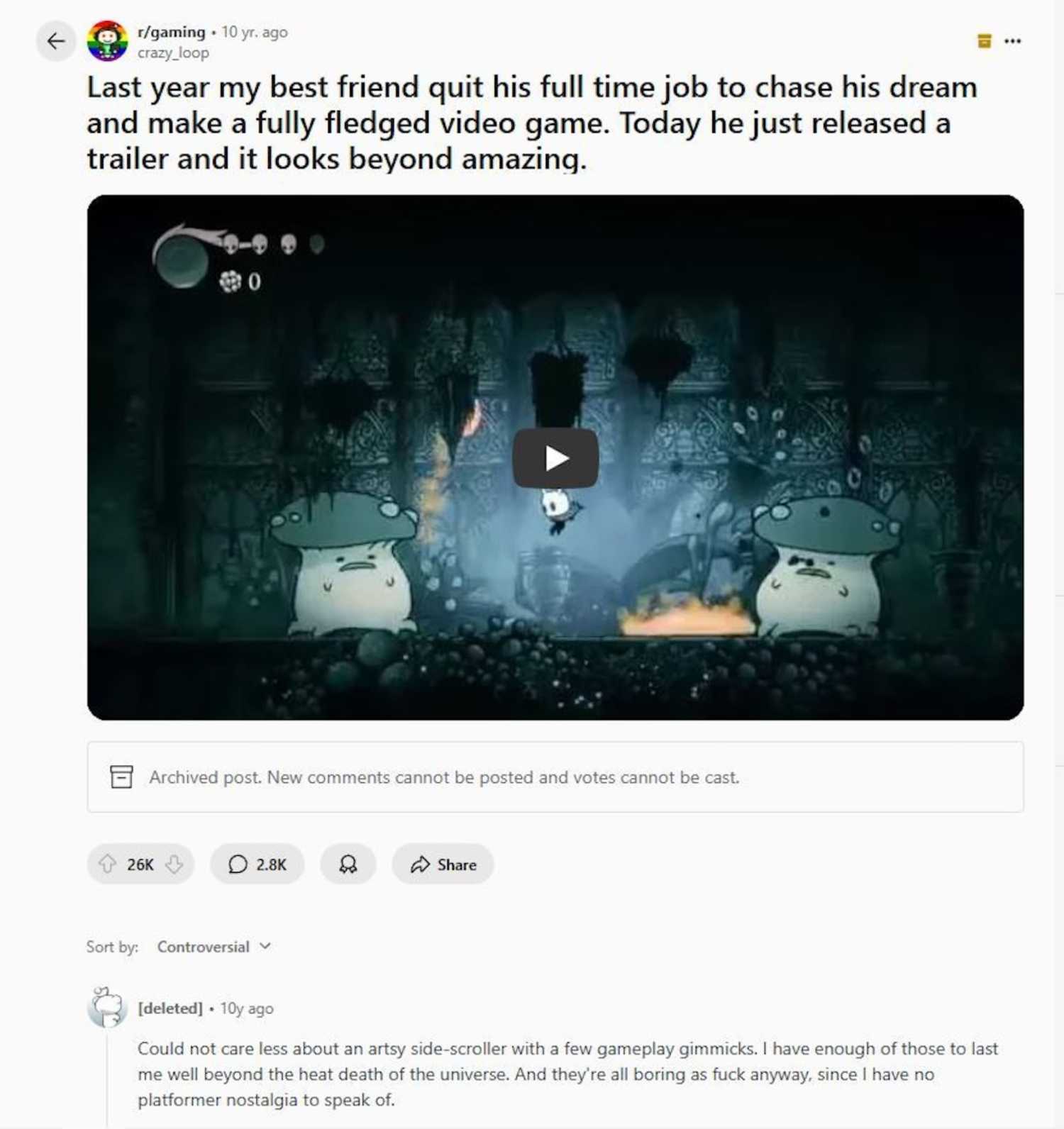 Um tópico do Reddit mostra céticos do Cavaleiro Hollow de 2015