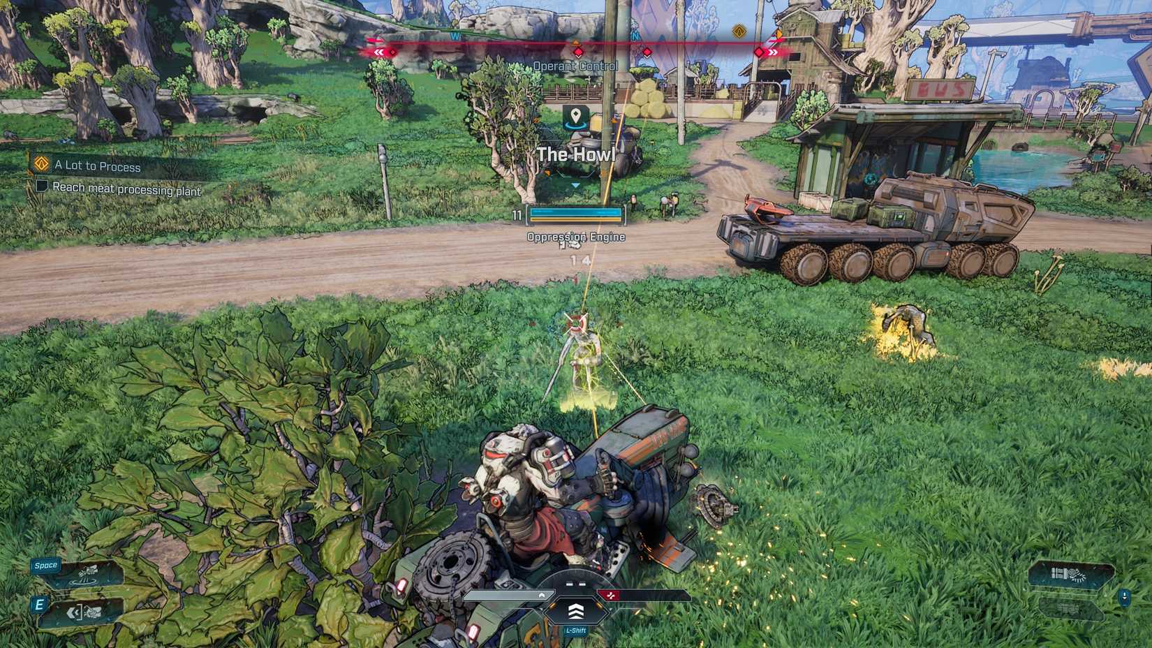 Amon direcionando os cronometristas em sua bicicleta em Borderlands 4