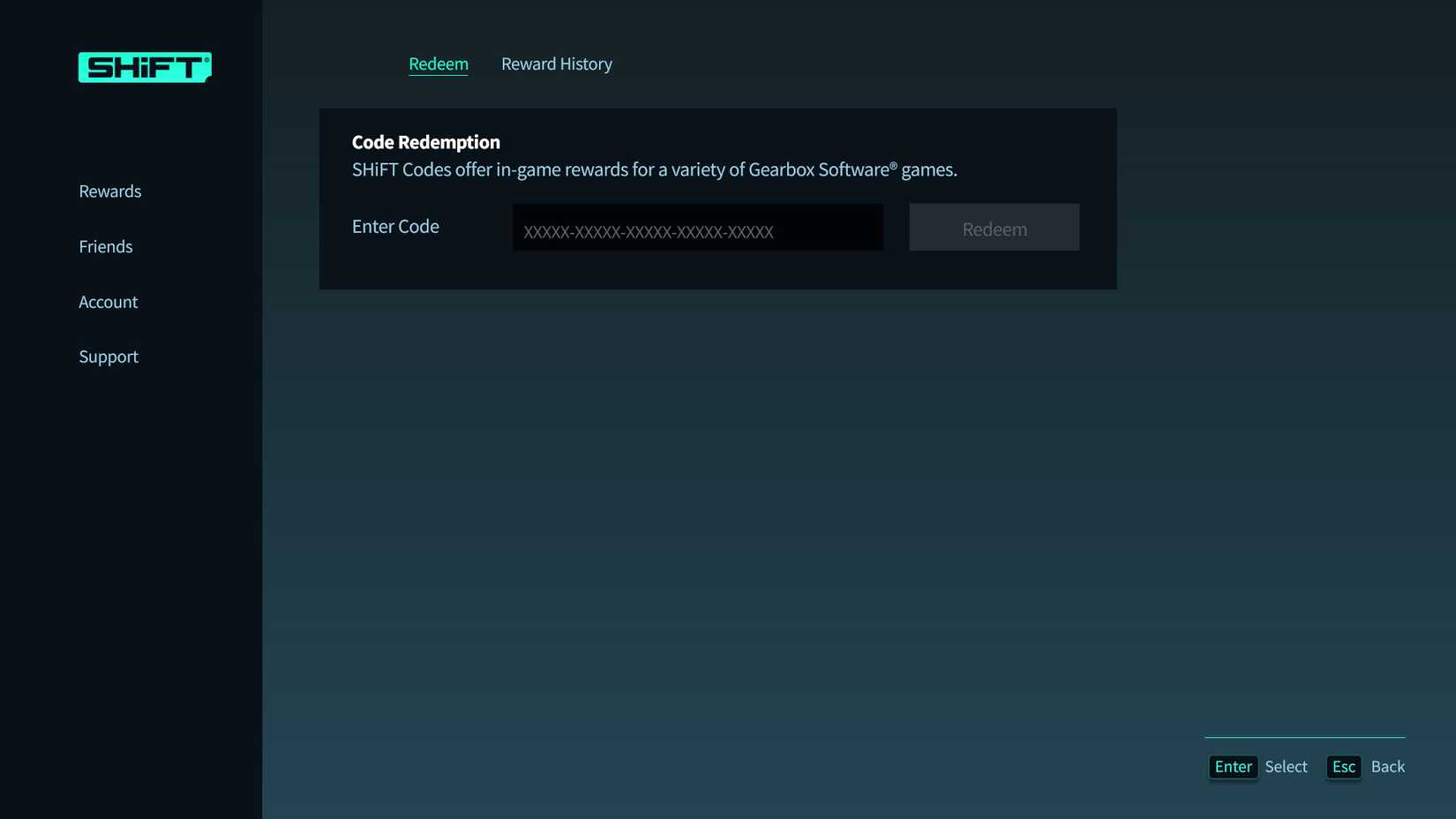 Uma captura de tela Borderlands 4 mostrando o menu Shift