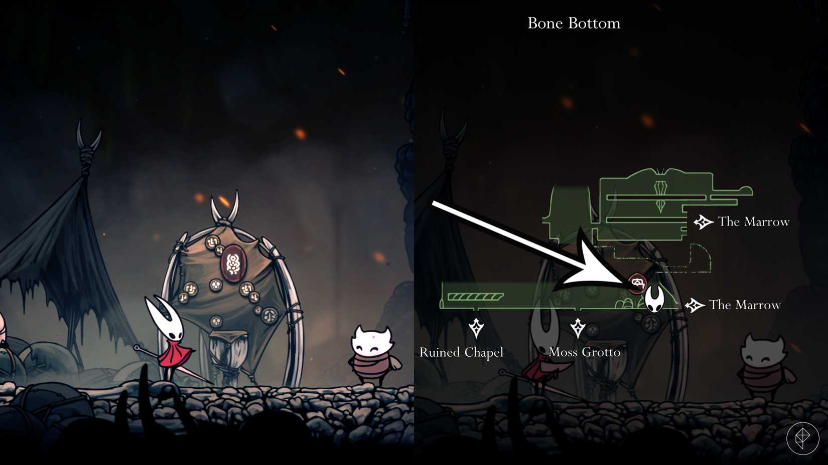 O início da Volátil FlintBeetles Quest in Hollow Knight: Silksong.