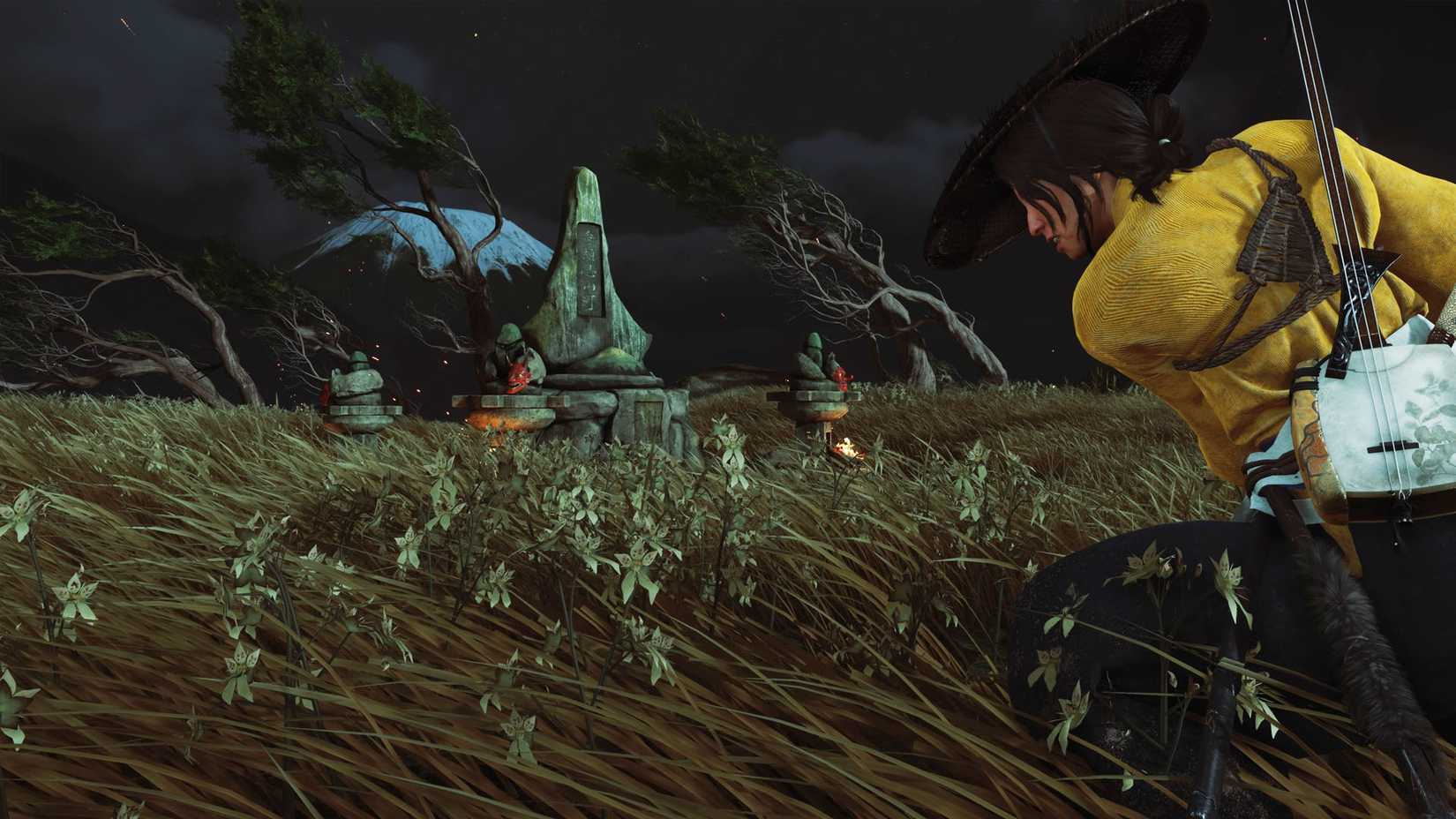 Um fantasma de captura de tela de Yōtei mostrando atsu em frente ao relicário da força