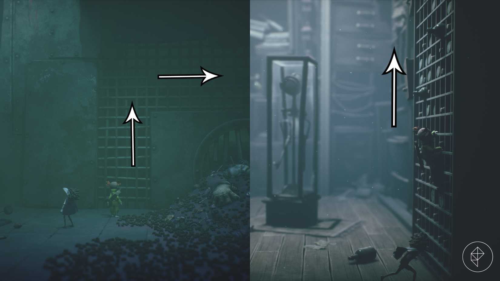 Paredes escaláveis em Little Nightmares 3.
