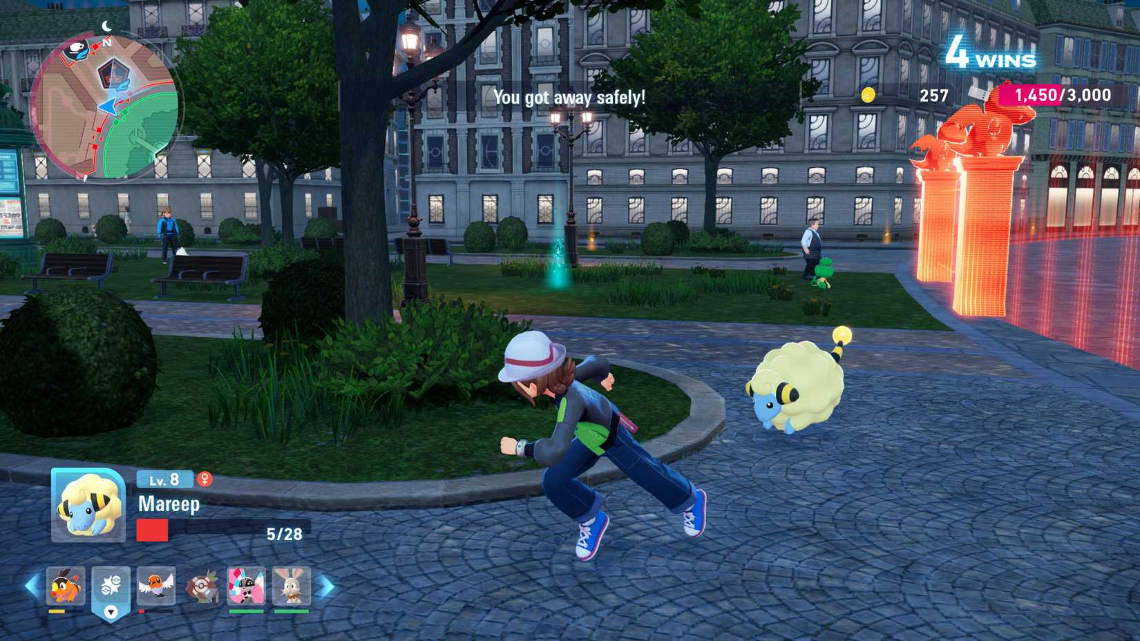 Um jogador de Pokémon Legends ZA corre em um campo de batalha