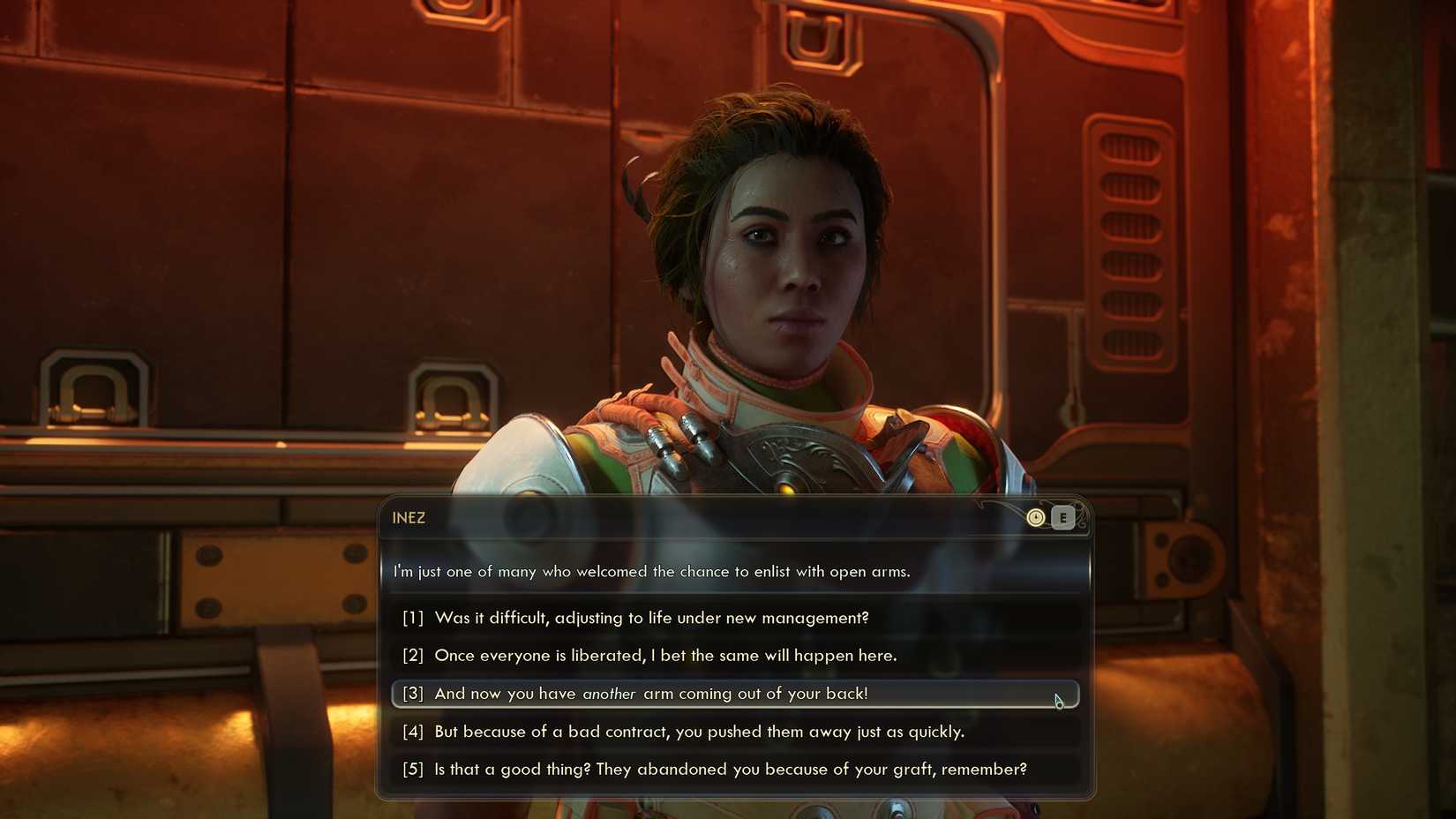 Uma conversa com Inez em Outer Worlds 2