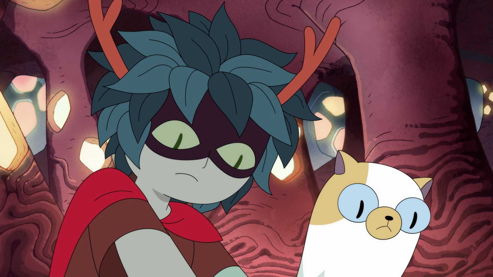 Huntress Wizard e Cake investigando algo.