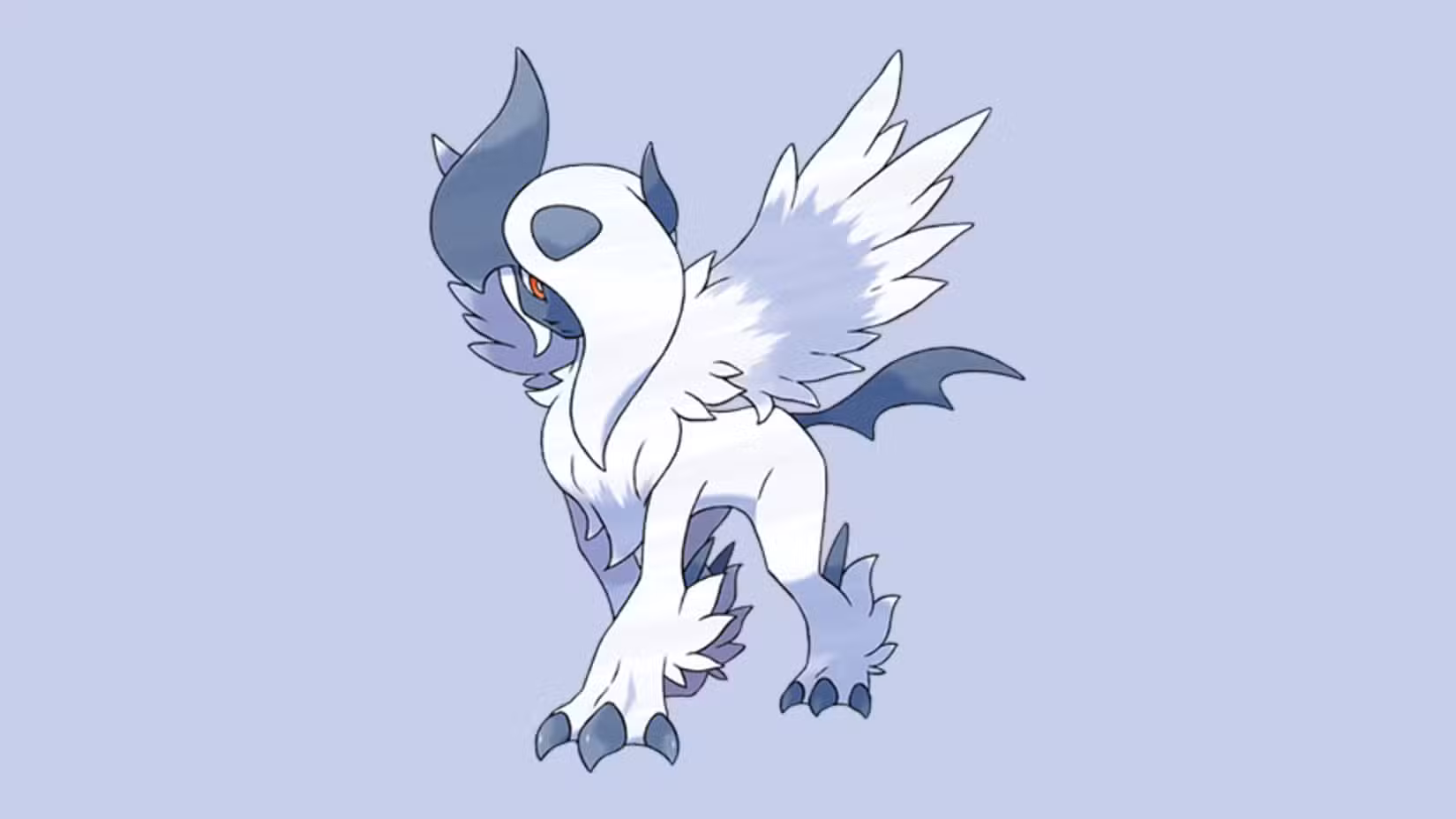 Mega Absol em um fundo roxo