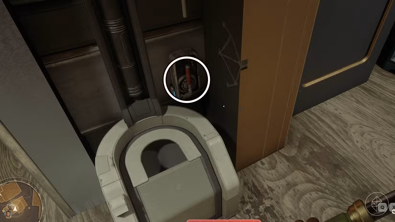 A alavanca que abre a sala secreta na casa de De Vries em Outer Worlds 2