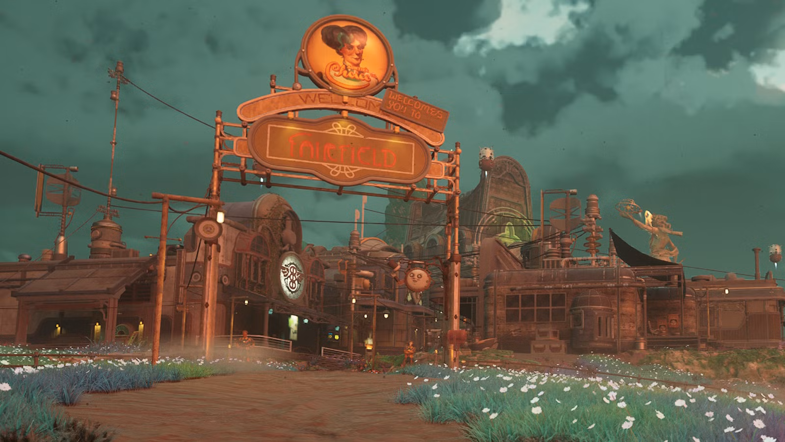 A entrada para Fairfield em Outer Worlds 2