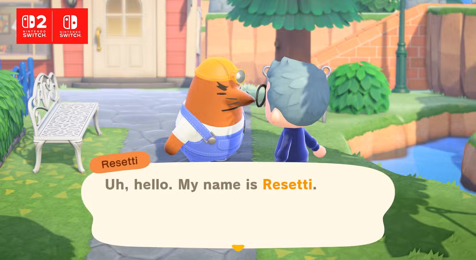 ACNH Resetti se apresentando ao jogador