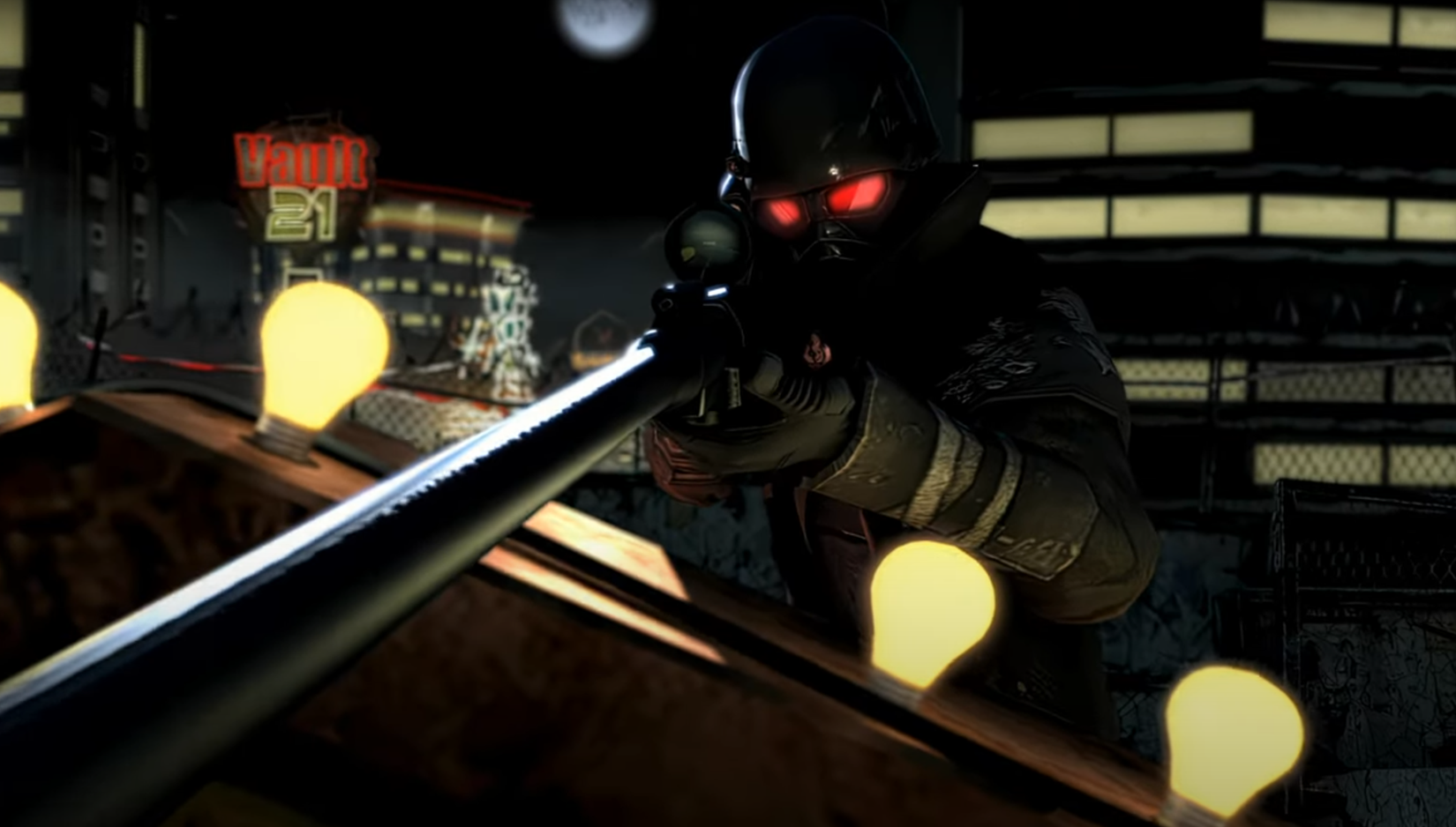 Uma captura de tela da introdução de Fallout: New Vegas