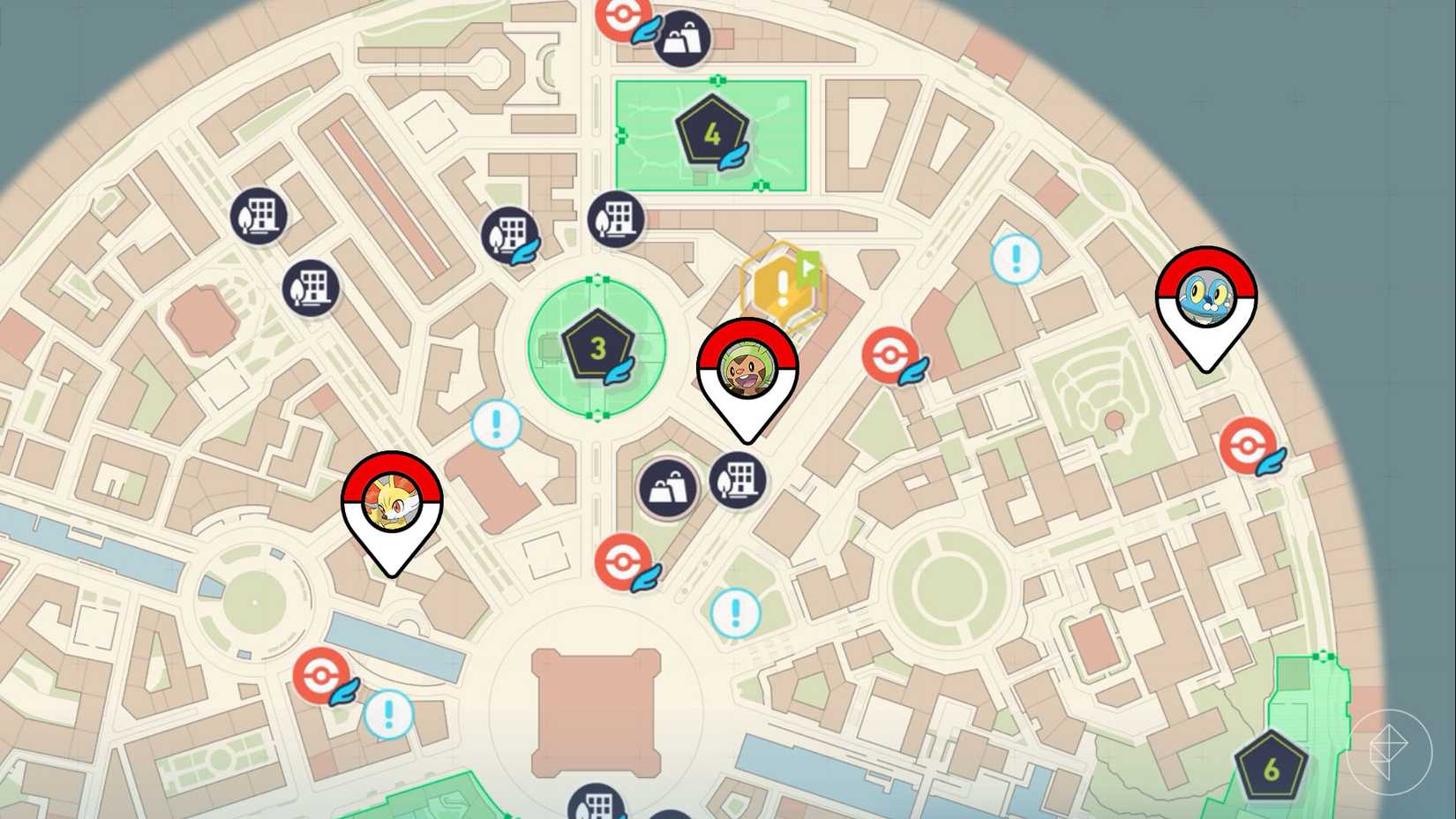 As missões secundárias iniciais de Kalos marcadas no mapa de Pokémon Legends: ZA.