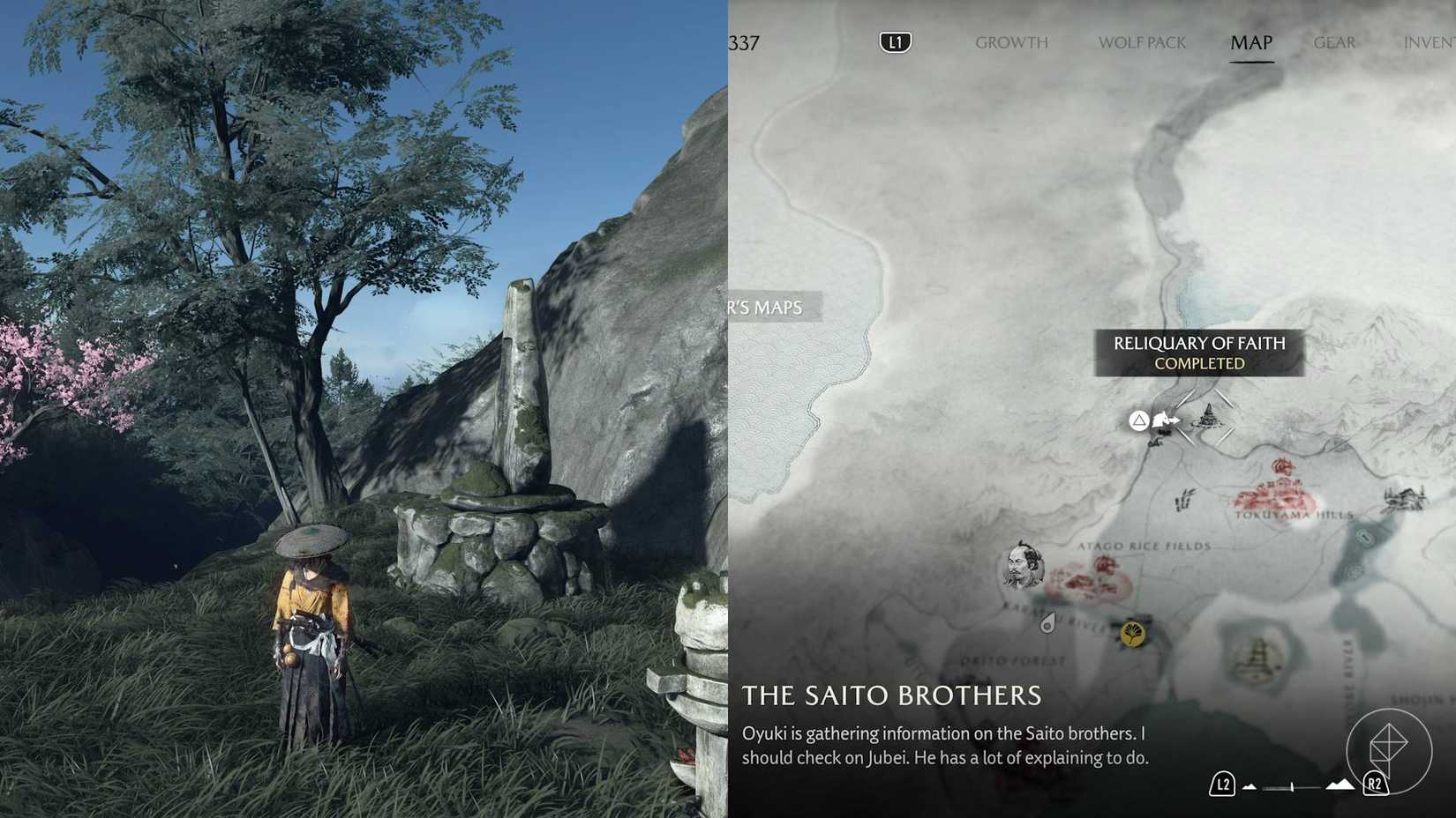 Localização do Relicário da Fé em Ghost of Yotei