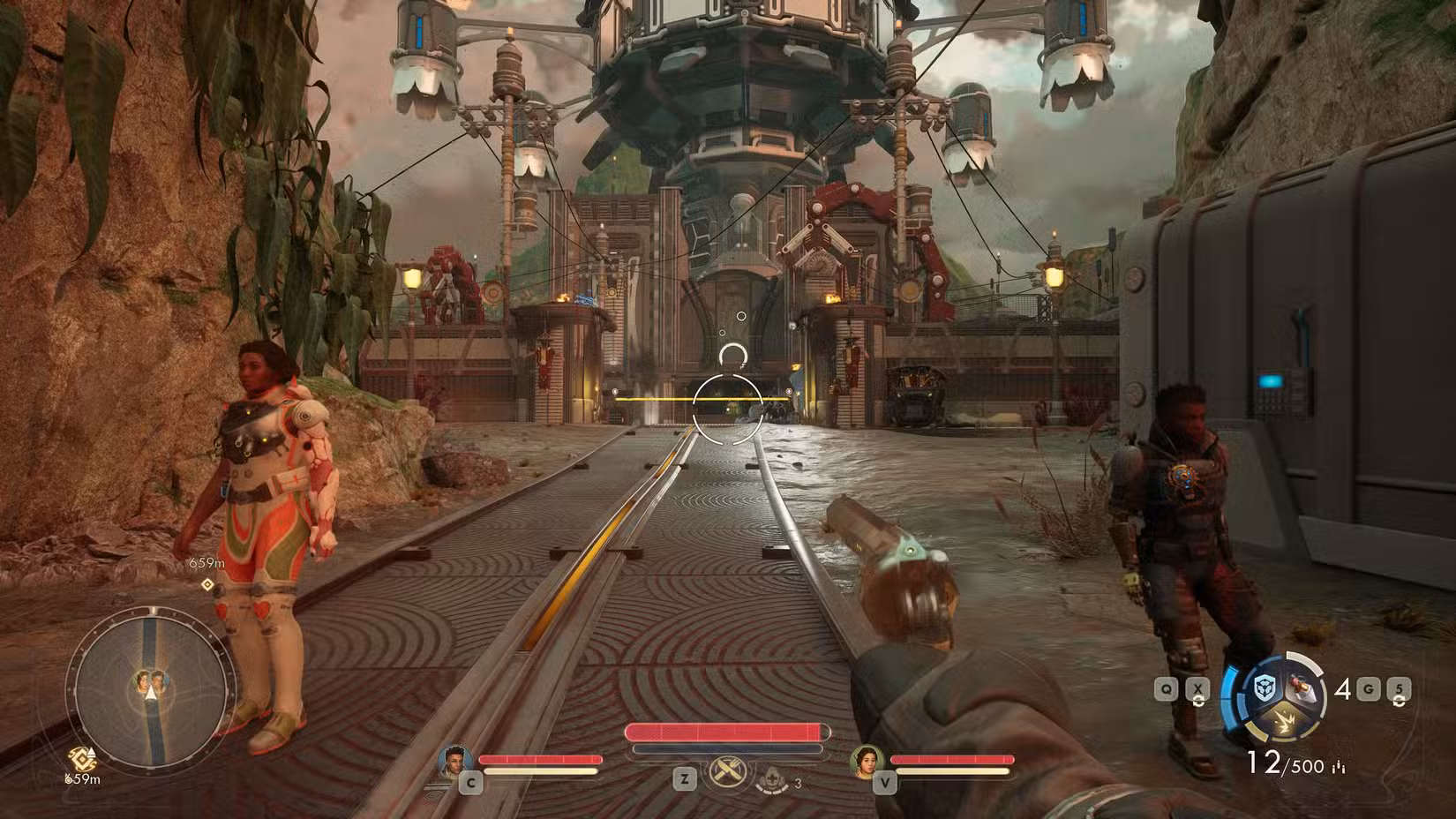 A entrada frontal da Vox Relay Station em Outer Worlds 2
