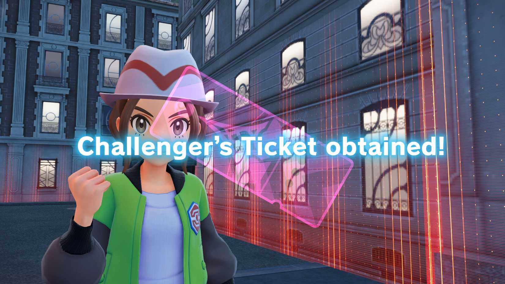 O treinador padrão obtendo um Challenger's Ticket em Pokémon Legends: ZA.
