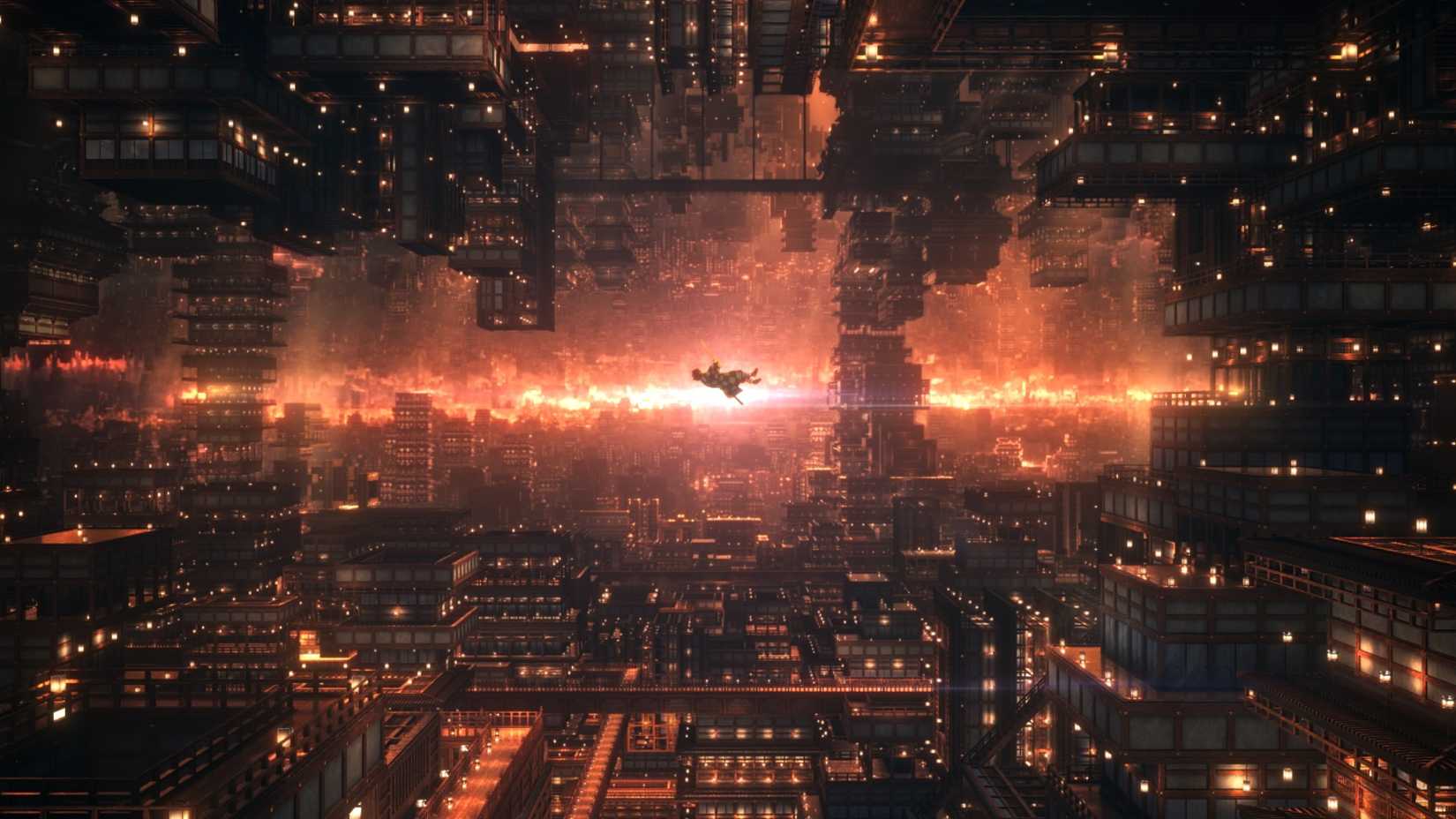 Tanjiro caindo no castelo infinito