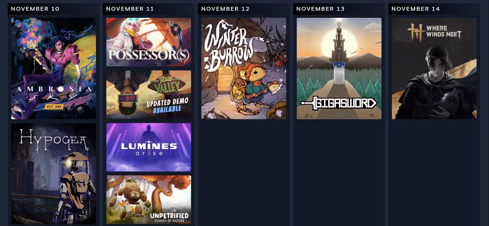 Uma captura de tela do calendário pessoal Steam de um escritor Polygon.