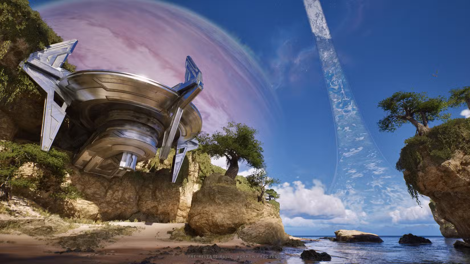 Halo paira sobre o Silent Cartographer no remake de Halo CE PS5