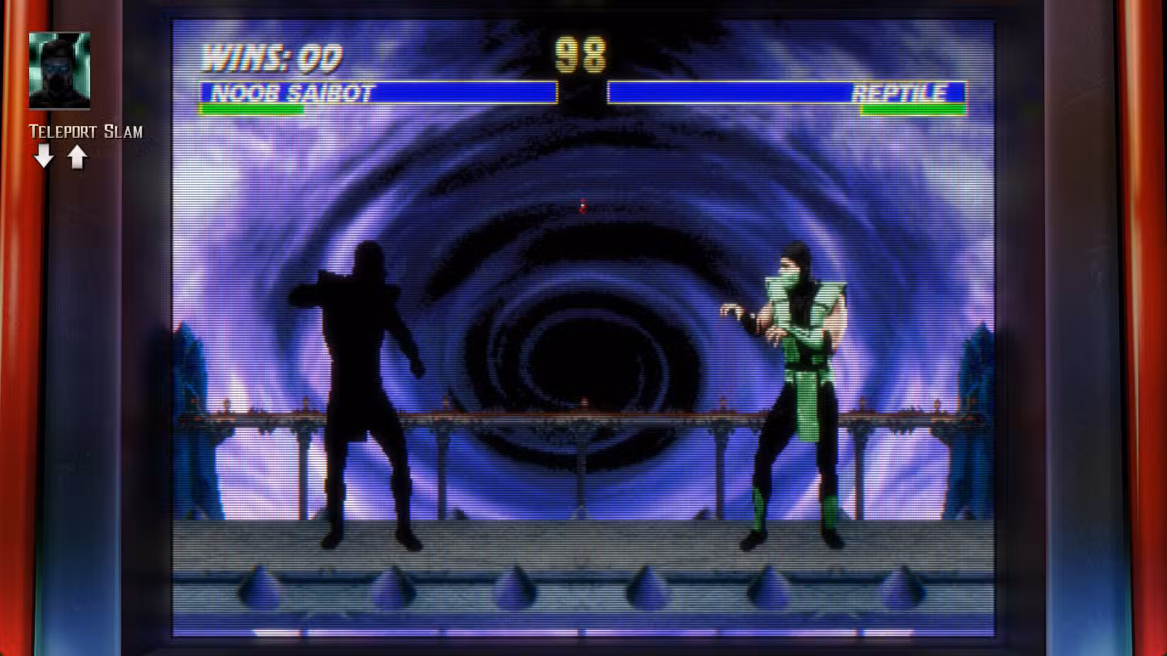 Noob Saibot enfrenta Reptile em UMK3 WaveNet Edition de Mortal Kombat: Legacy Kollection