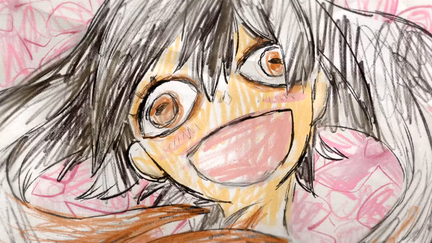 Uma cena de Gachiakuta mostrando um dos desenhos do Amo