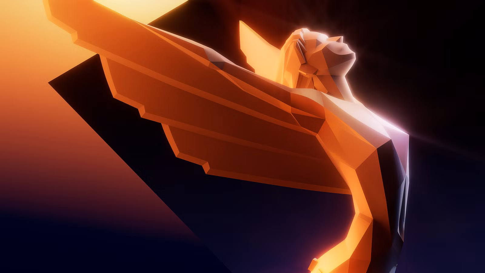 Um gráfico do troféu do Game Awards, a figura de uma mulher com os braços alados estendidos atrás dela