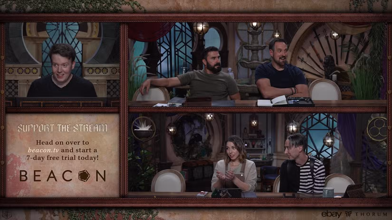 Uma imagem apresentando vários jogadores importantes no episódio 1 da campanha 4 do Critical Role.