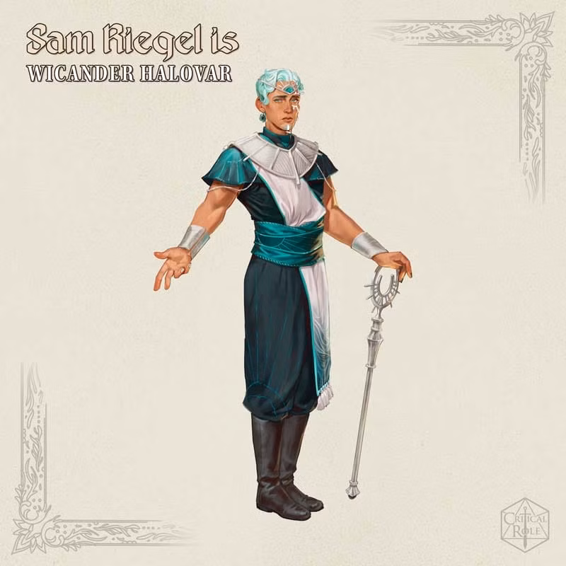 Arte chave de Wicander Halovar, interpretado por Sam Riegel na Campanha 4 de Critical Role.