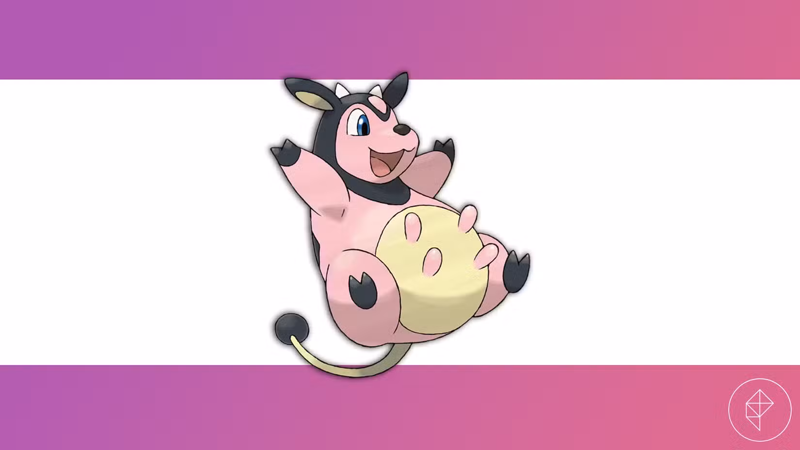 Miltank contra um fundo rosa e branco