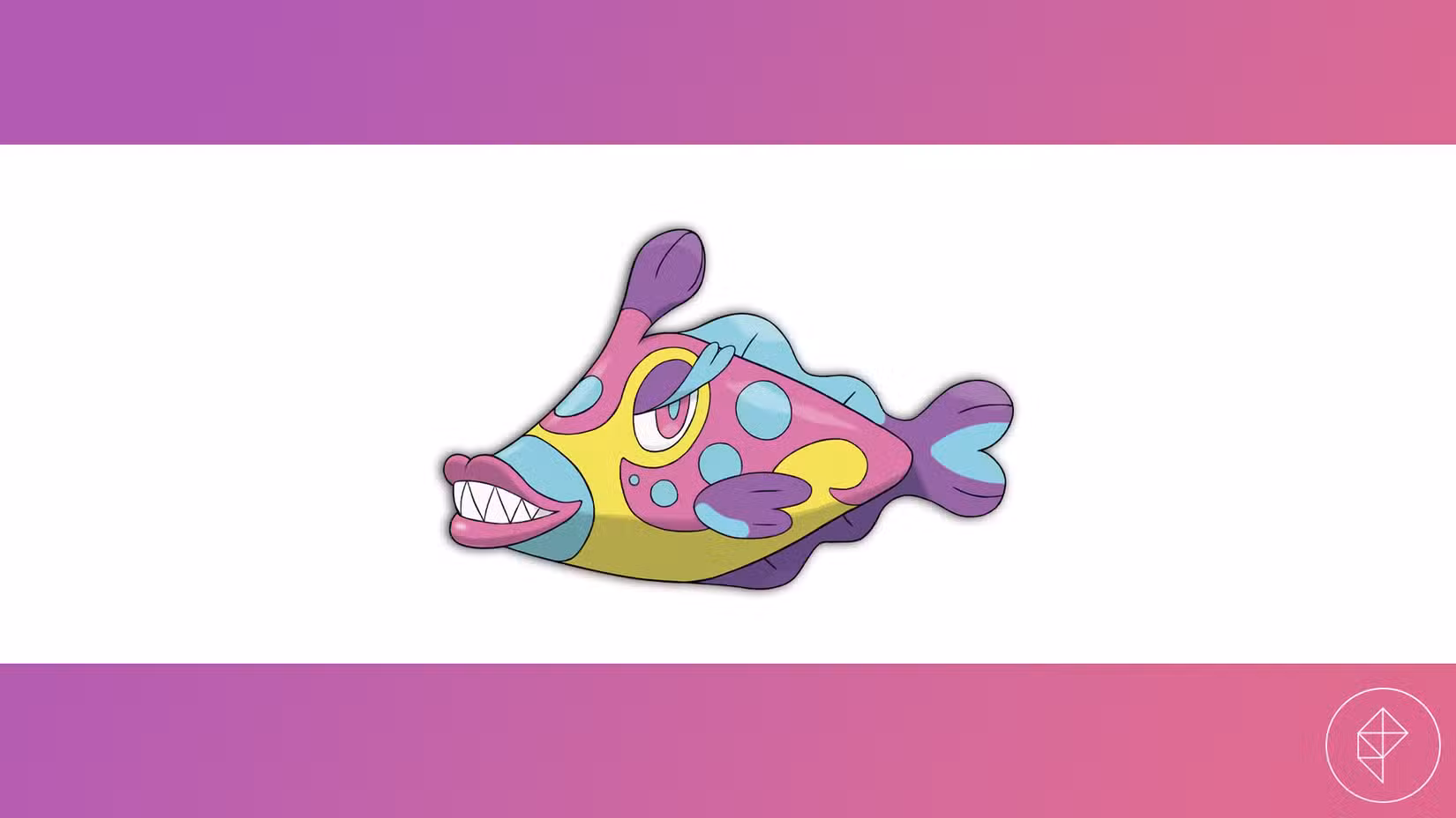 Bruxish contra um fundo rosa e branco