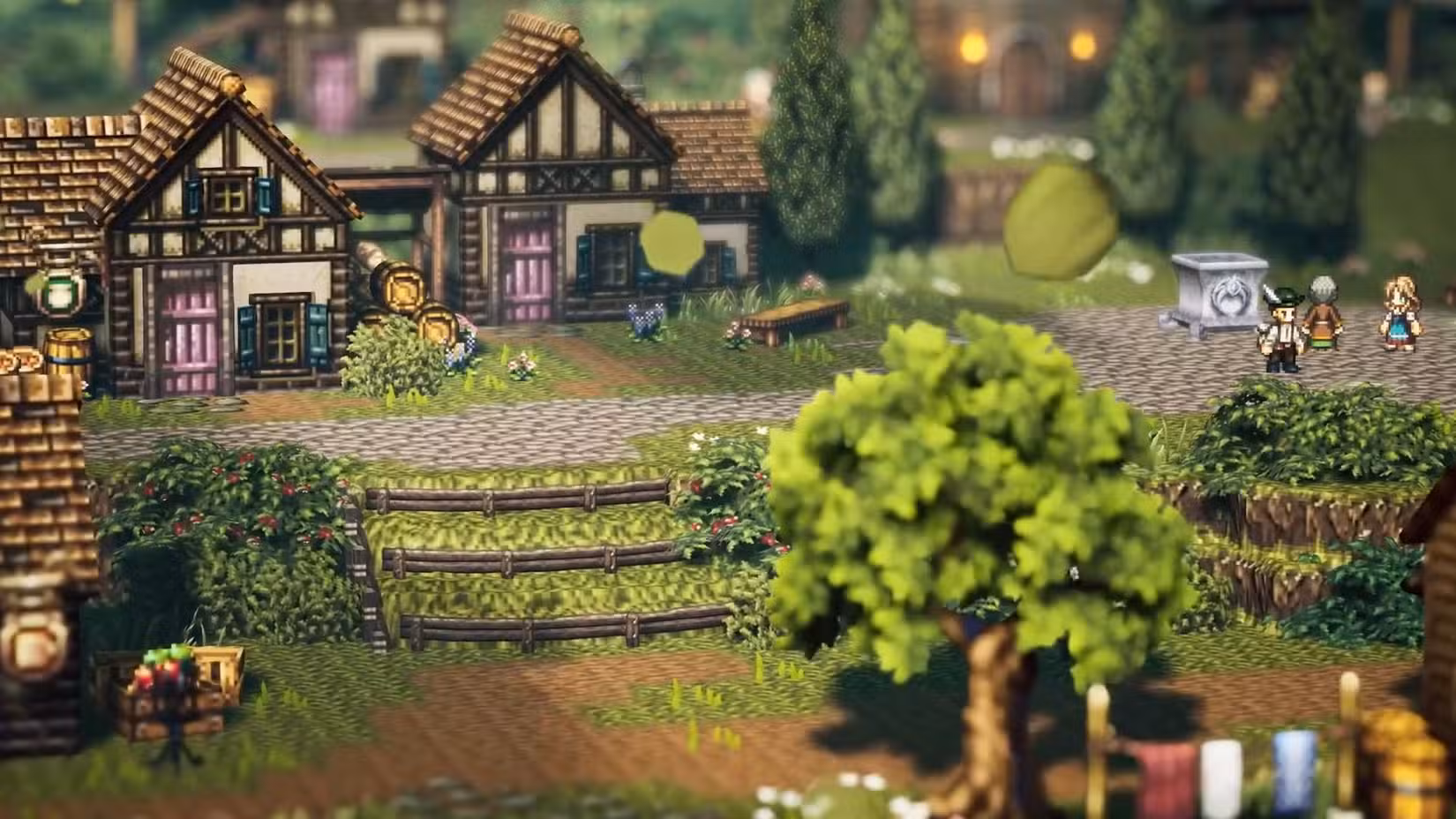 Uma captura de tela oficial do Octopath Traveler 0 mostrando Wishvale