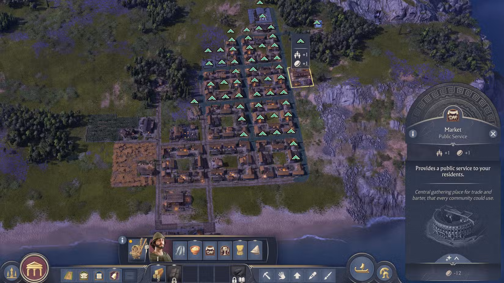 Um jogador está abrindo um mercado para ganhar mais dinheiro em Anno 117: Pax Romana.