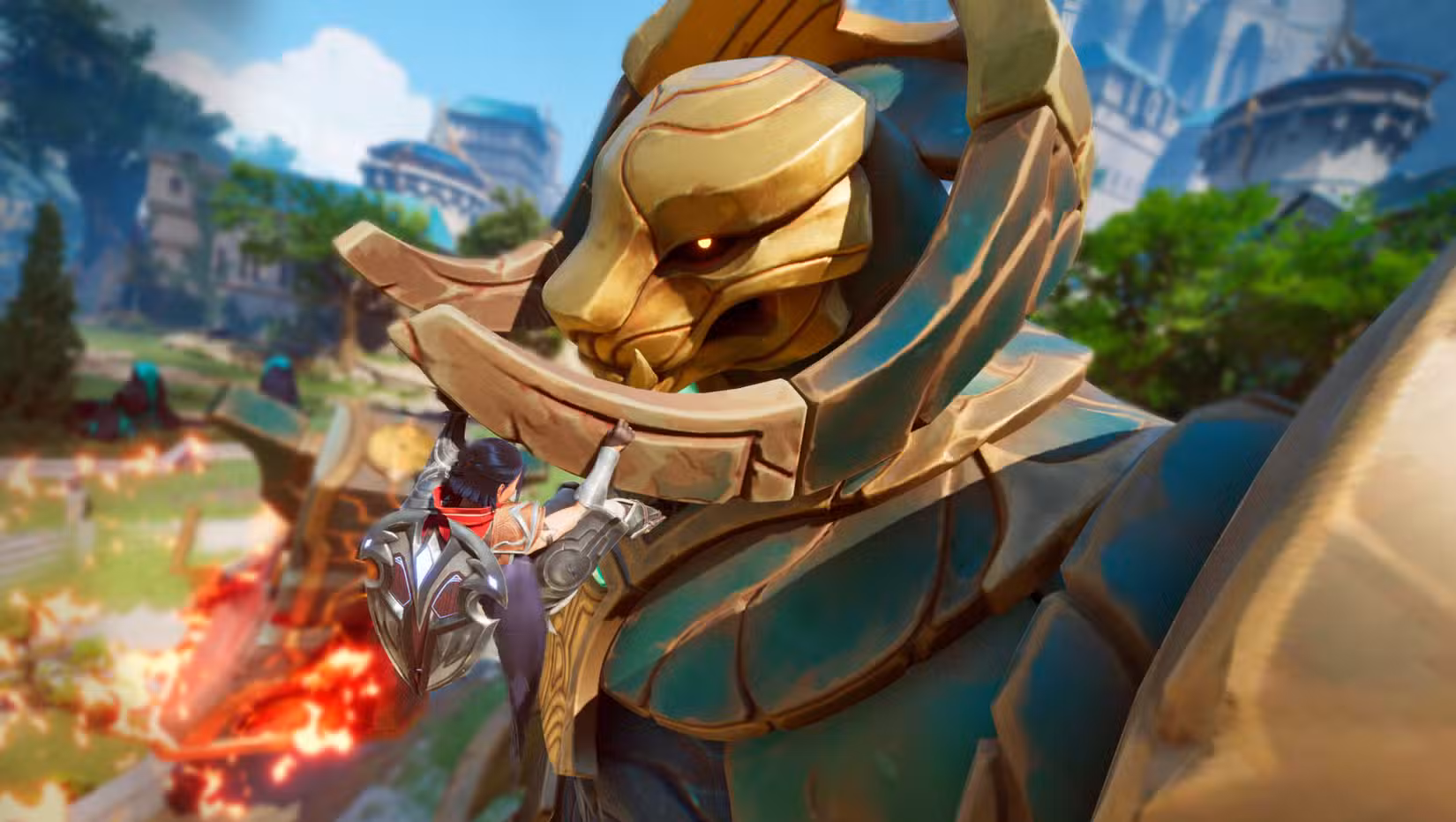 Personagem principal de Eternals Strands escala um autômato gigante