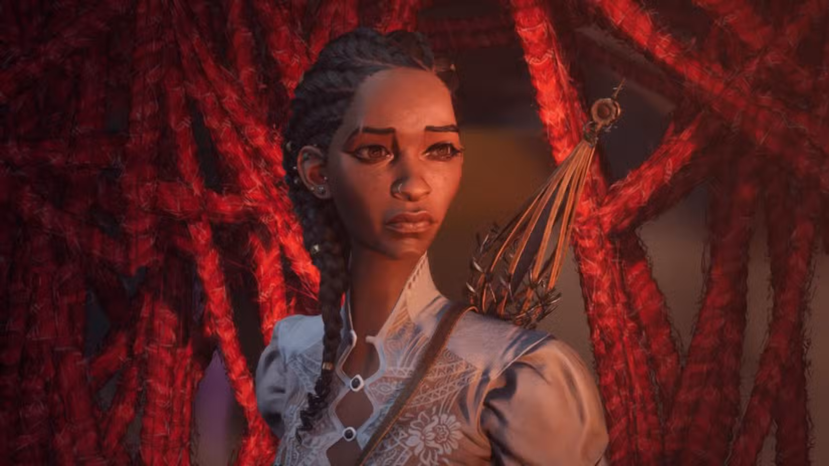 A imagem mostra a personagem principal Hazel olhando para a tela.