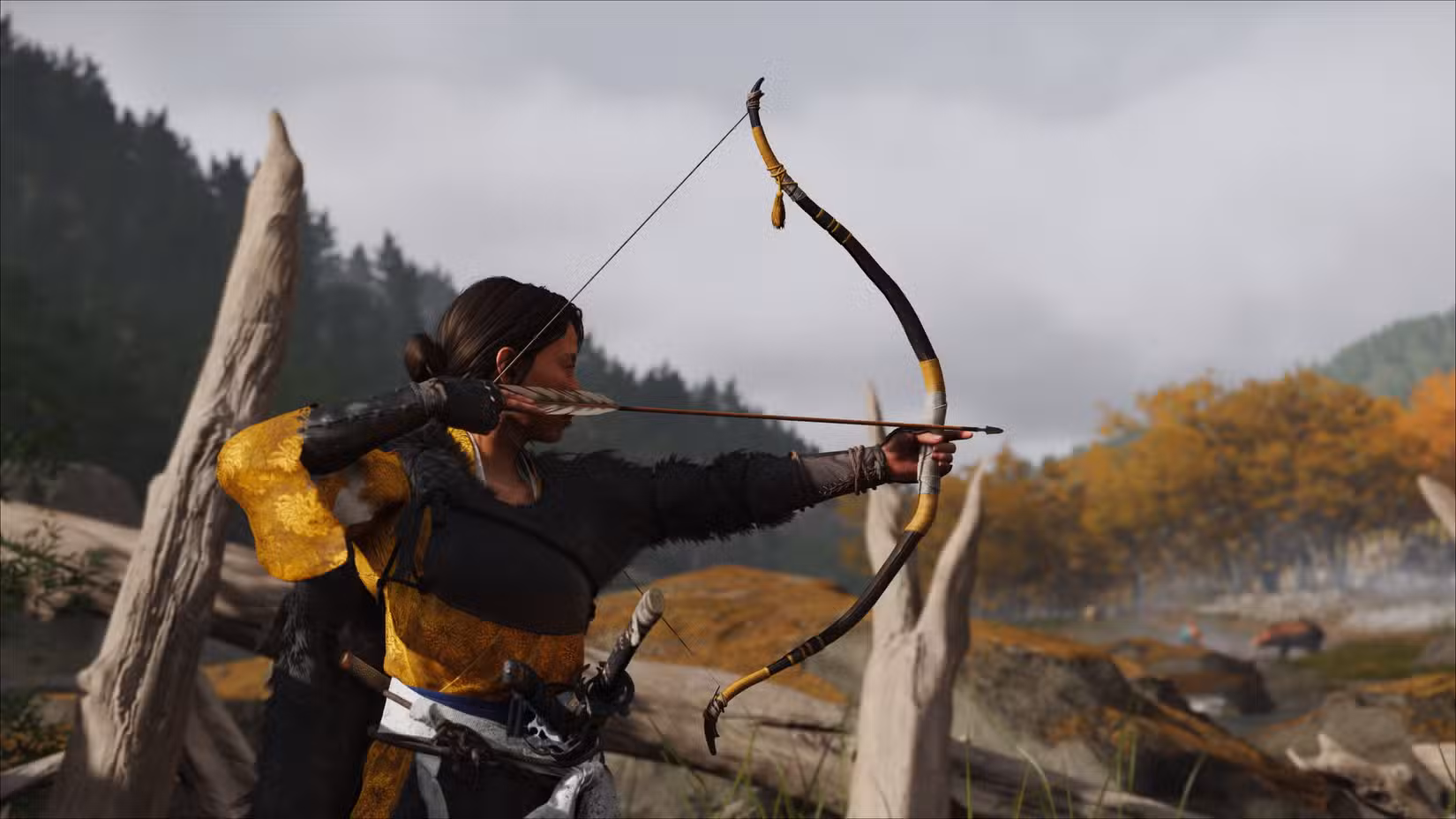 Atsu desembainha seu arco em Ghost of Yotei.