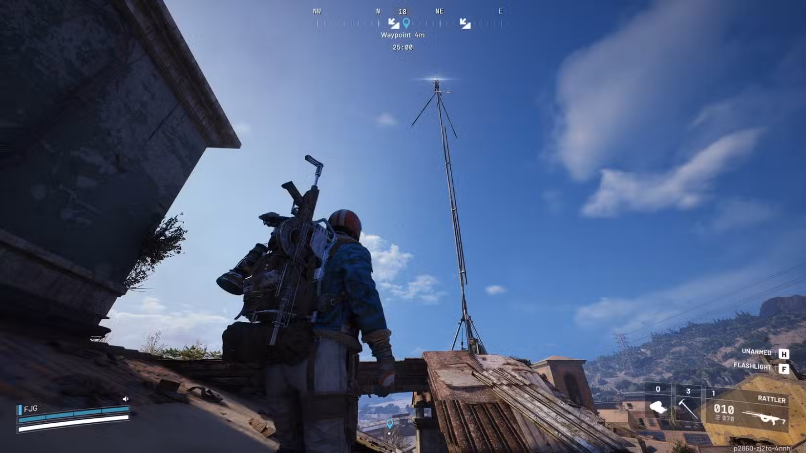 Uma estação de chamada em Arc Raiders na frente do jogador.