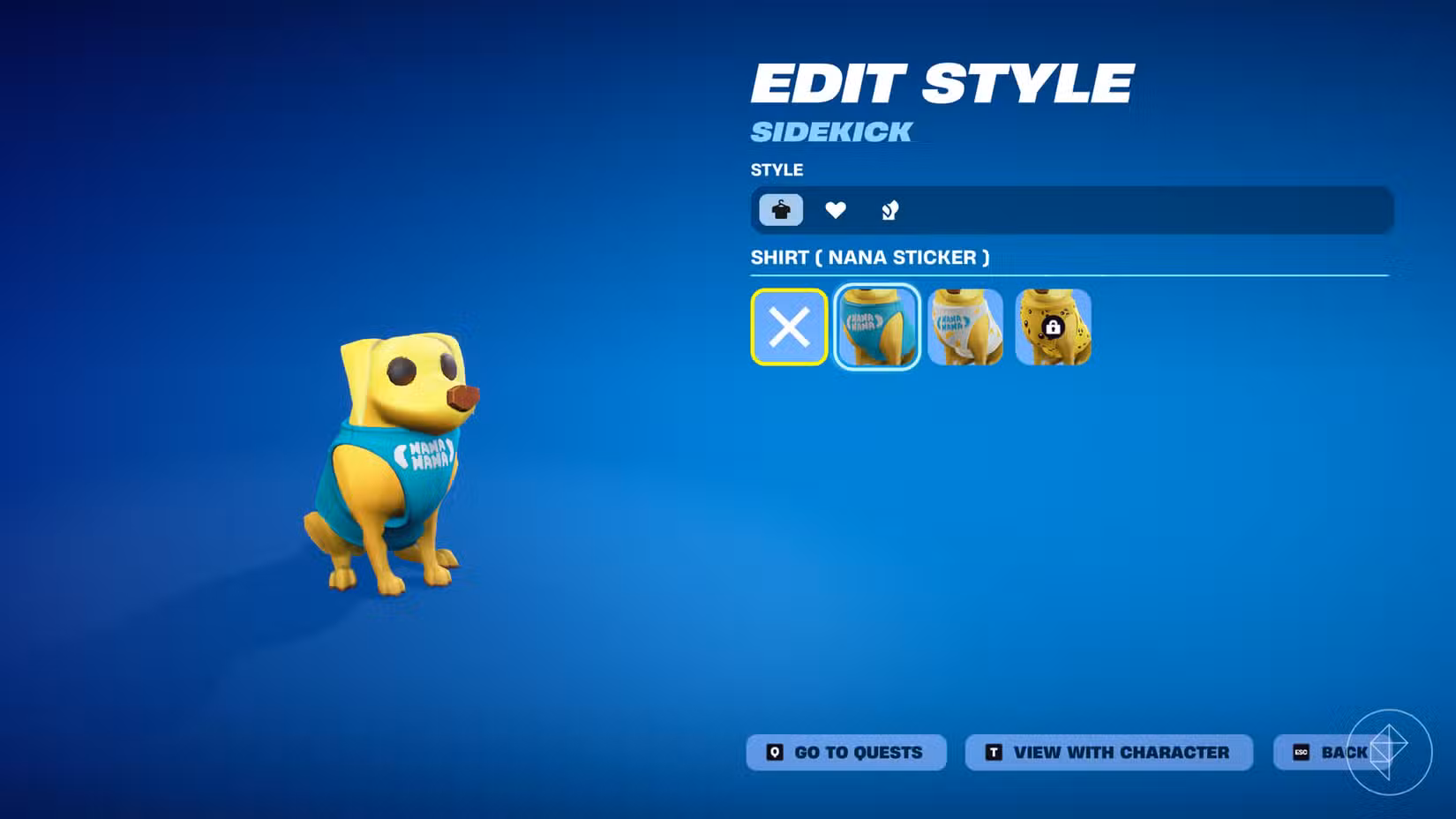O menu Editar estilo para Sidekicks em Fortnite.