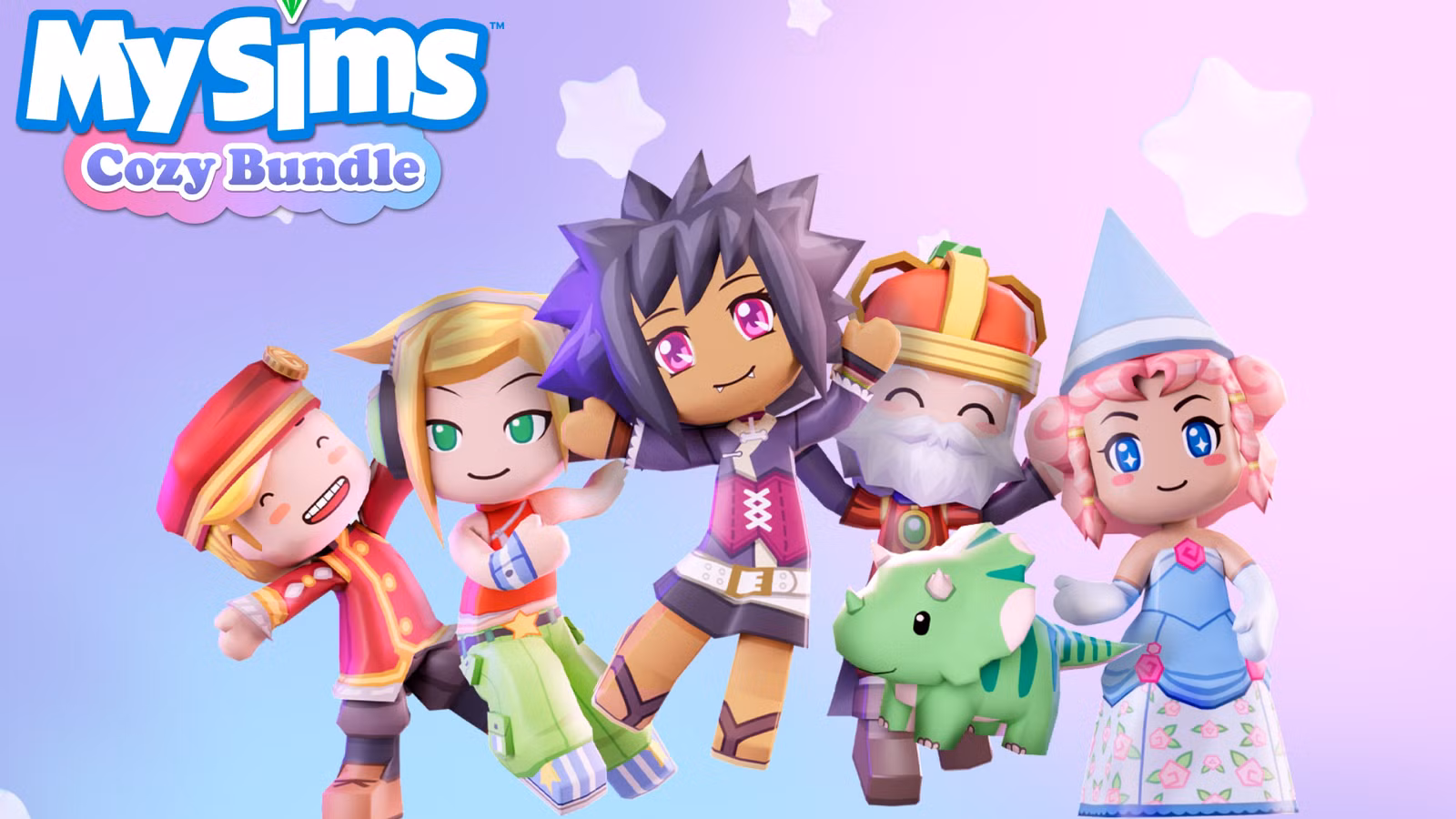 Arte principal de MySims: Cosy Bundle, apresentando personagens de MySims e MySims Kingdom.