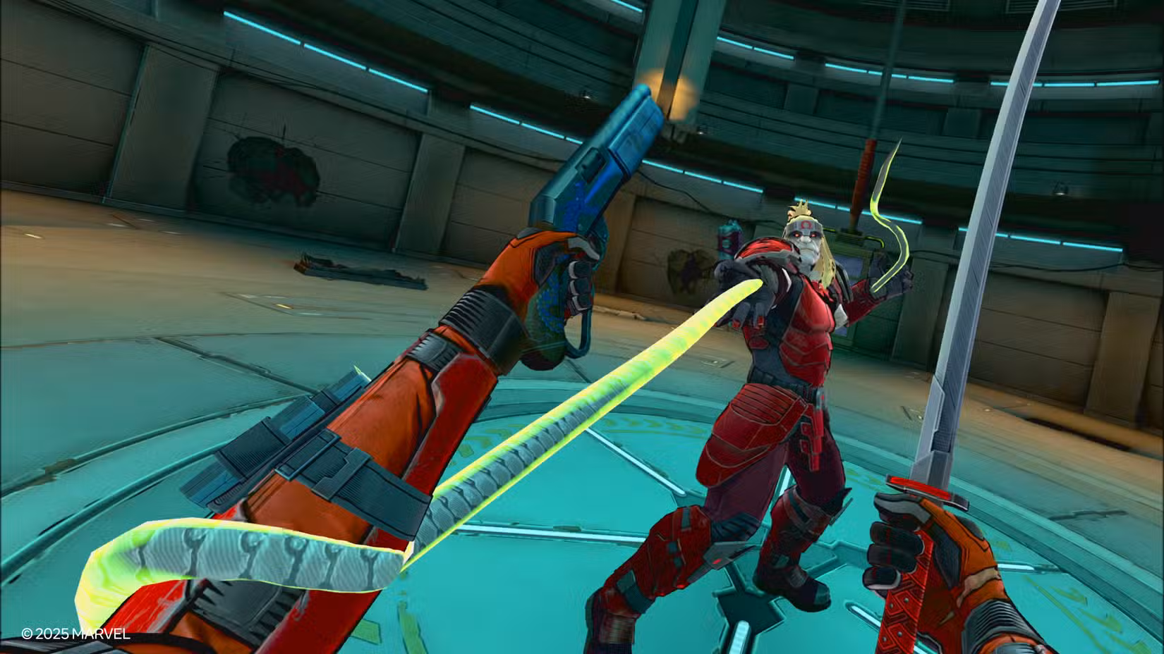 Deadpool luta contra Omega Red em Deadpool VR da Marvel.