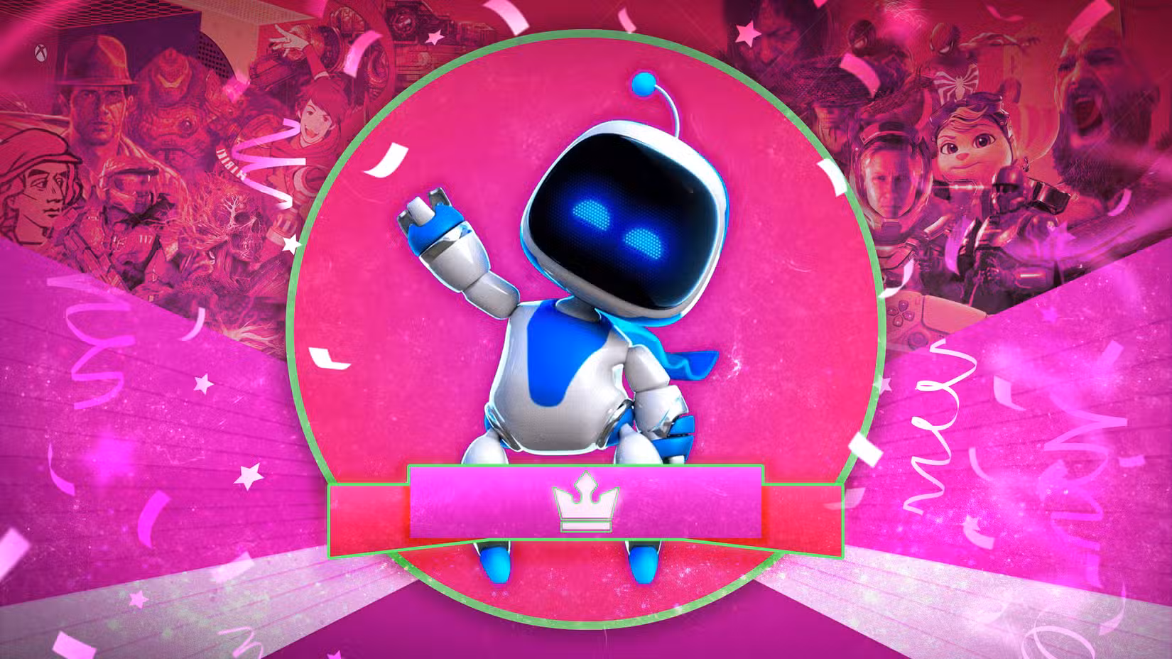 Polígono - Gráfico - Suporte - Anúncio do vencedor - Astro Bot