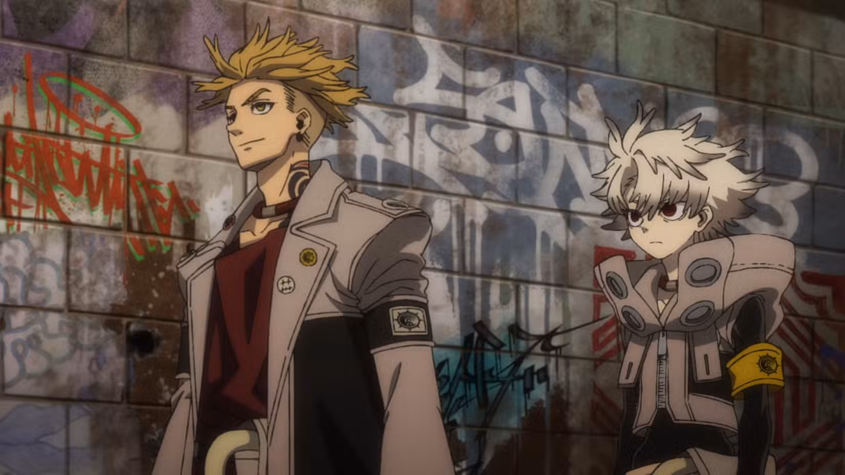 Uma cena de Gachiakuta mostrando Rudo e Enjin