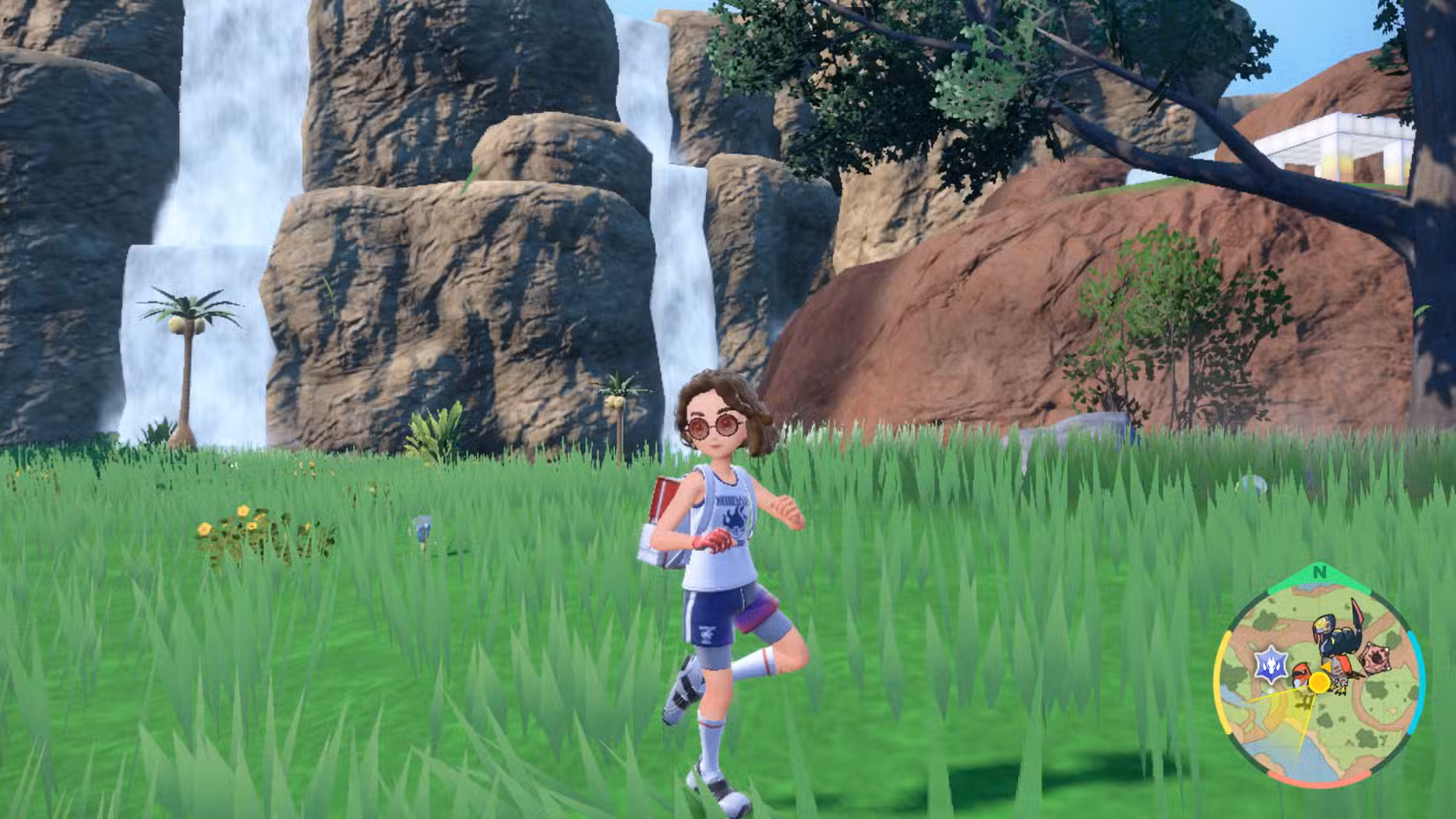 Uma imagem de um personagem girando em Pokémon Scarlet.